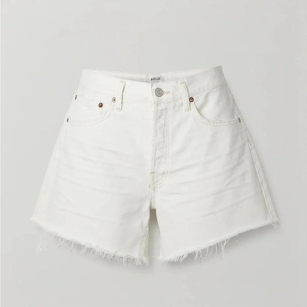 Agolde Parker Long distressed denim shorts - Picture 1 of 6